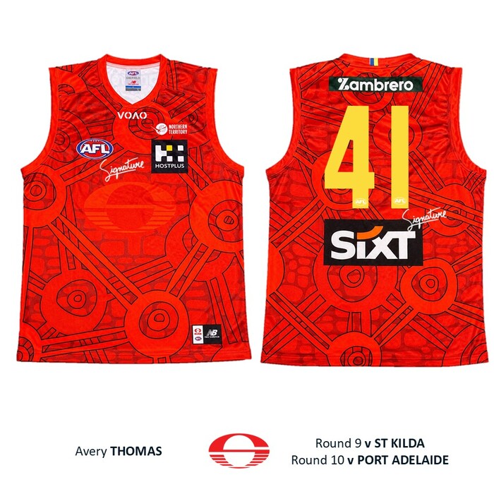 Photo of Avery Thomas #41 Gold Coast SUNS Darwin/Larrakia Player-Issue Guernsey