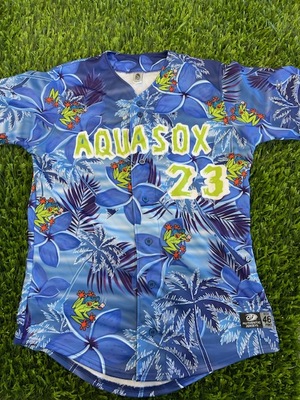 Game Worn Everett AquaSox Aloha Jersey 28 Jordan Jackson Size 48
