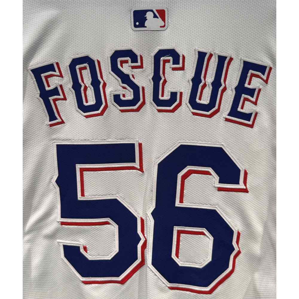 Justin Foscue #56 Texas Rangers Game-Used 2025 Home Jersey - 3rd