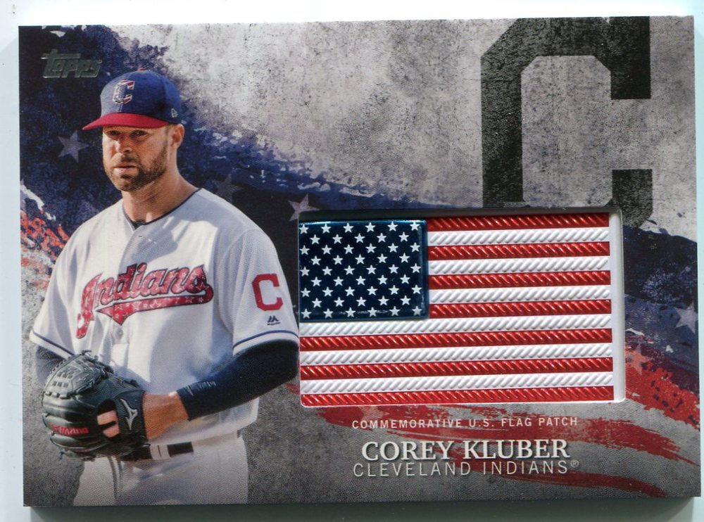 2018 Topps Independence Day U.S. Flag Relics #IDMLCKL Corey Kluber