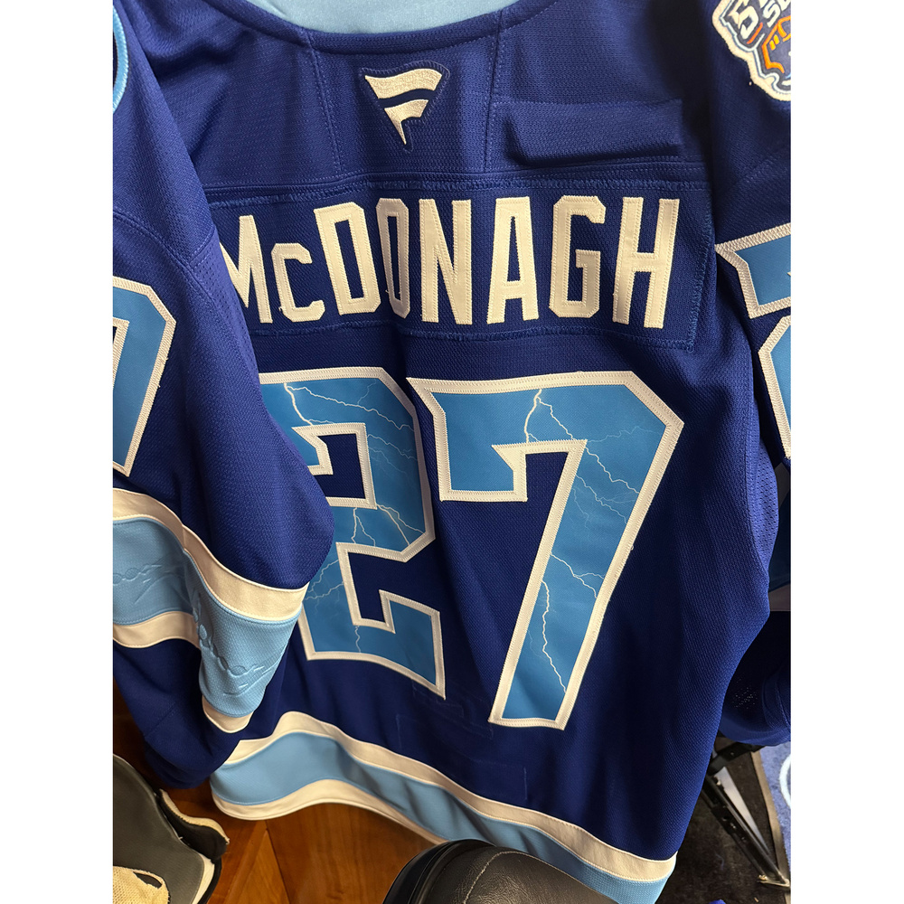 Ryan McDonagh Tampa Bay Lightning #27 2026 NHL Stadium Series Game-Used Blue Jersey - Worn During the 1st Period on February 1, 2026 - Size 58