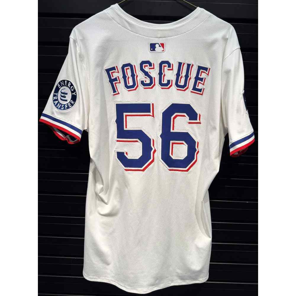 ニューキャッスル　支給品ユニフォーム　証明書 Justin Foscue #56 Texas Rangers Game-Used 2025 Home Jersey - 3rd