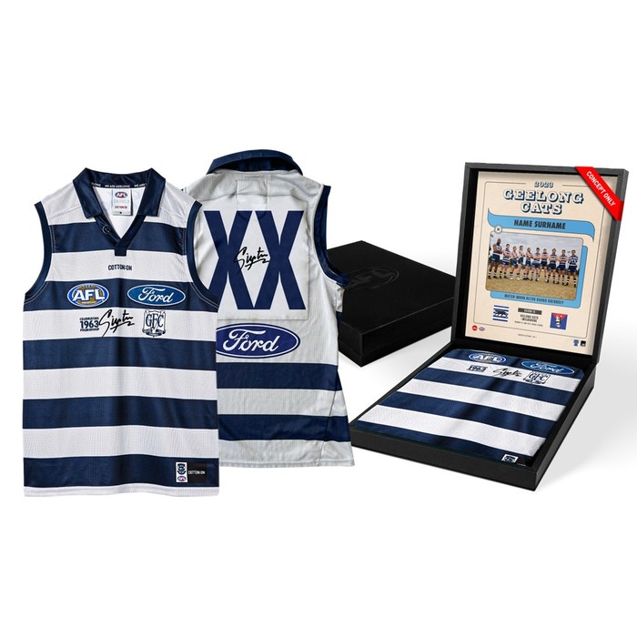 Tom Stewart Geelong Cats 2023 Official Retro Round Guernsey 