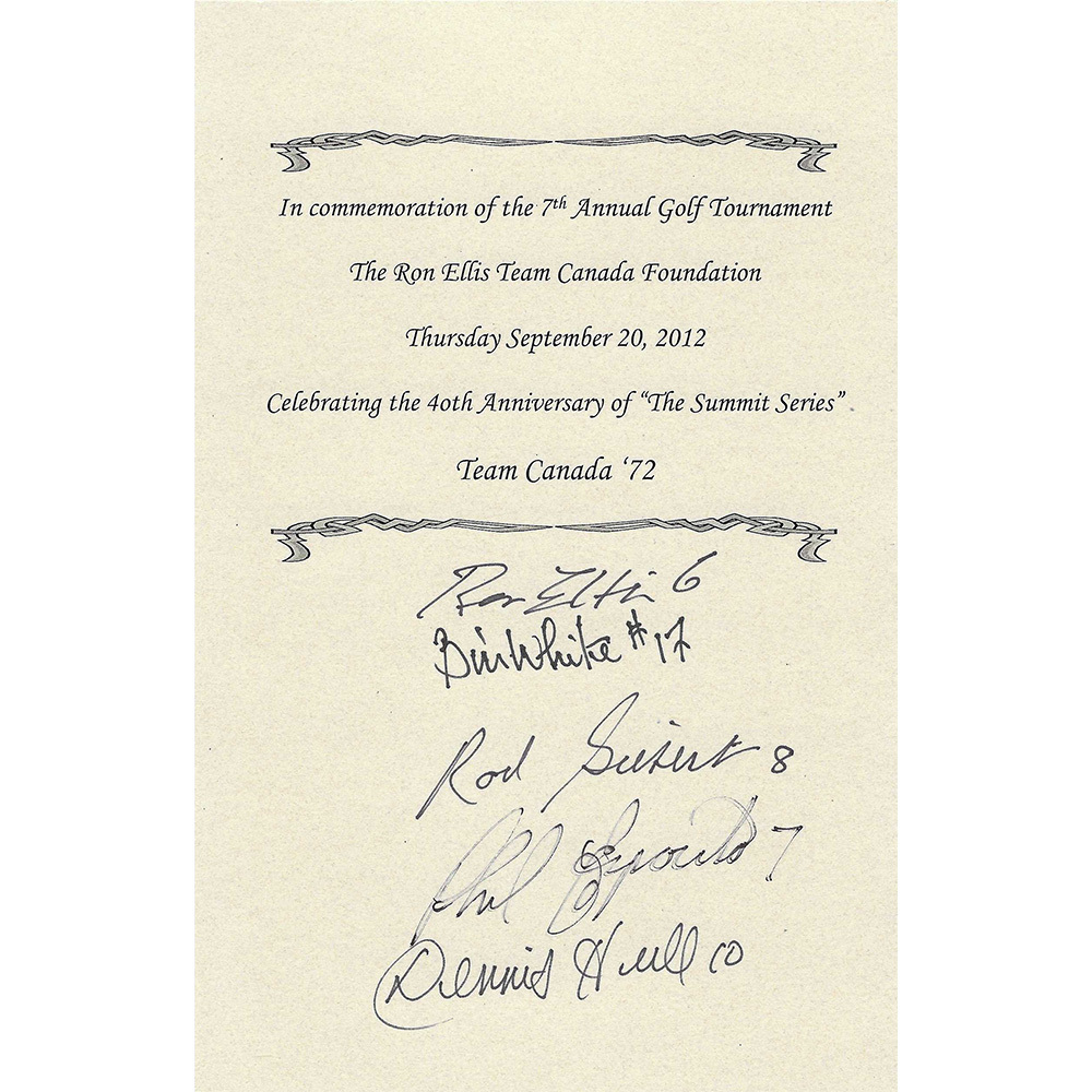 1972 Team Canada Multi-Signed 40th Anniversary Dinner Table Card