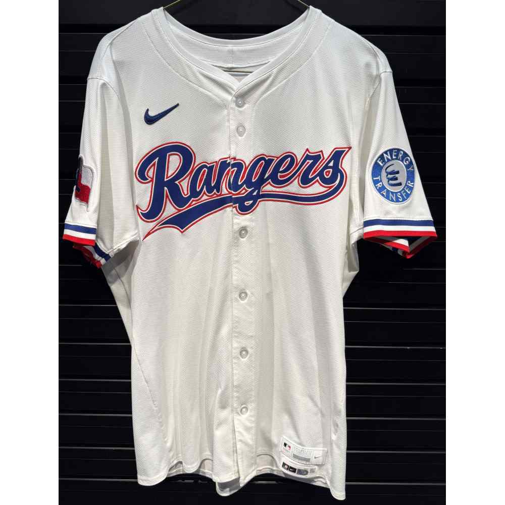 Justin Foscue #56 Texas Rangers Game-Used 2025 Home Jersey - 3rd