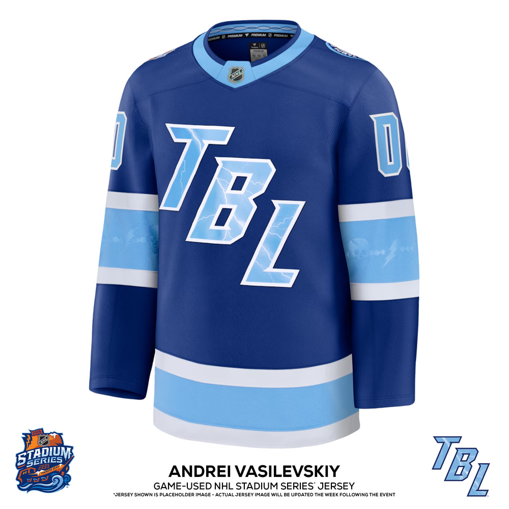 Andrei Vasilevskiy Tampa Bay Lightning #88 2026 NHL Stadium Series Game-Used Blue Jersey - Worn During the 2nd Period on February 1, 2026 - Size 58G+