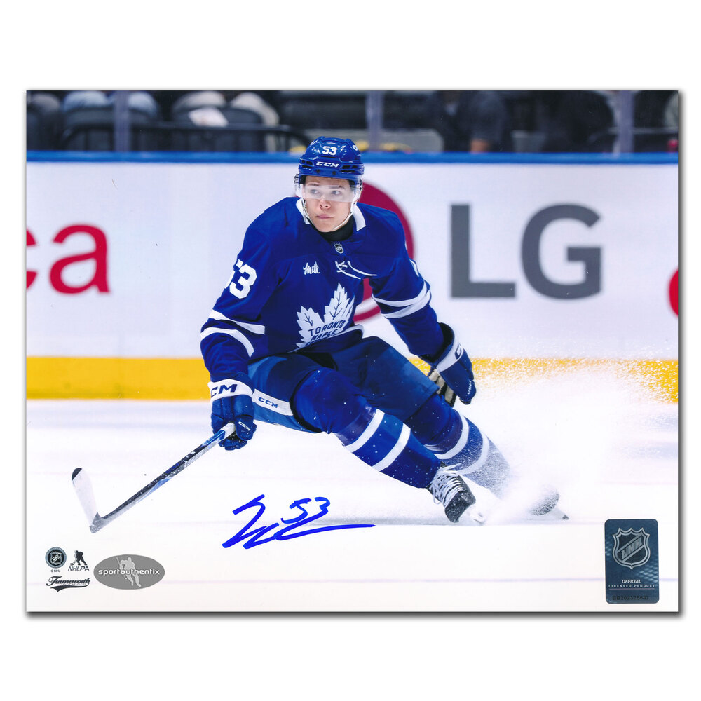Easton Cowan Autographed Toronto Maple Leafs 8x10 Photo - Ice Spray