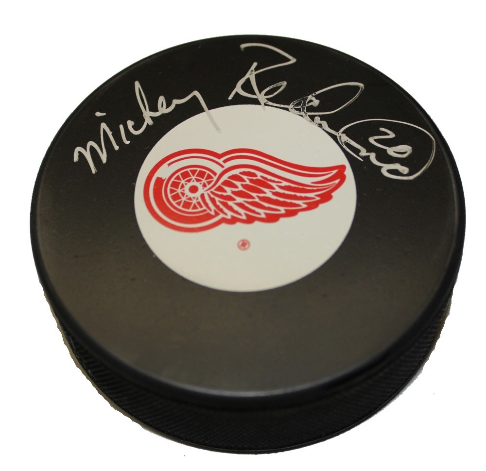 Mickey Redmond Autographed Detroit Red Wings Puck