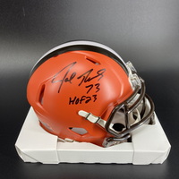 HOF - Browns Joe Thomas Signed Mini Helmet with ""HOF 23"...