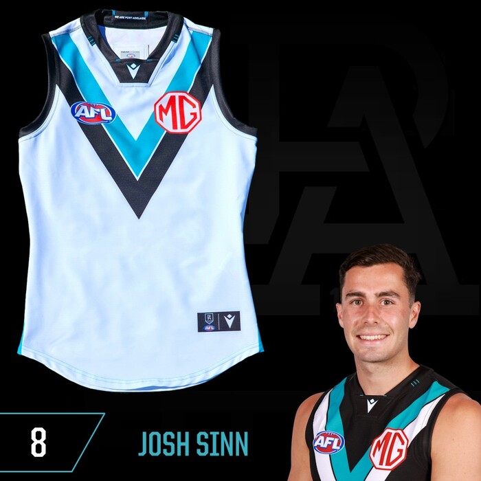 Photo of Josh Sinn #8 Port Adelaide 2025 Clash Match-Worn Guernsey
