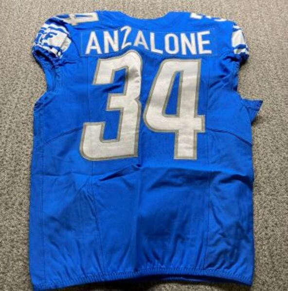 STS - Lions Alex Anzalone Game Worn Jersey (11.19.23) Size 42 With Capta...