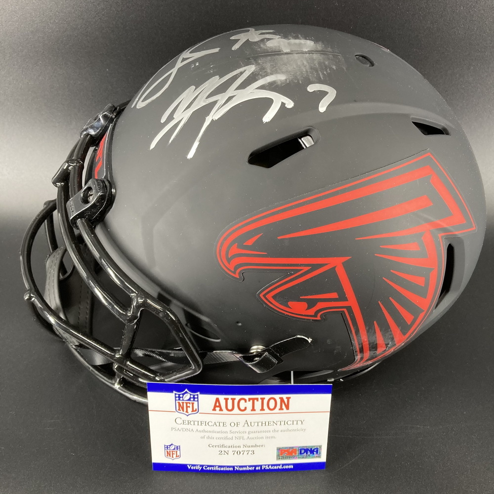 NFL Falcons Eclipse Helmet Signed by Younghoe Koo and Grady Jarrett