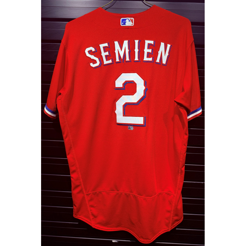 Marcus Semien #2 Texas Rangers Game-Used 2022 Red Alternate Jersey