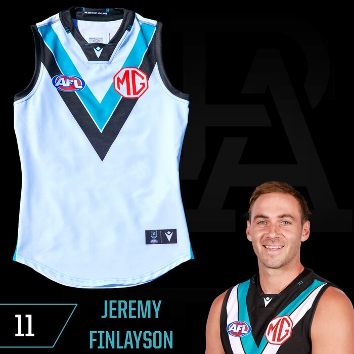 Photo of Jeremy Finlayson #11 Port Adelaide 2025 Clash Match-Worn Guernsey