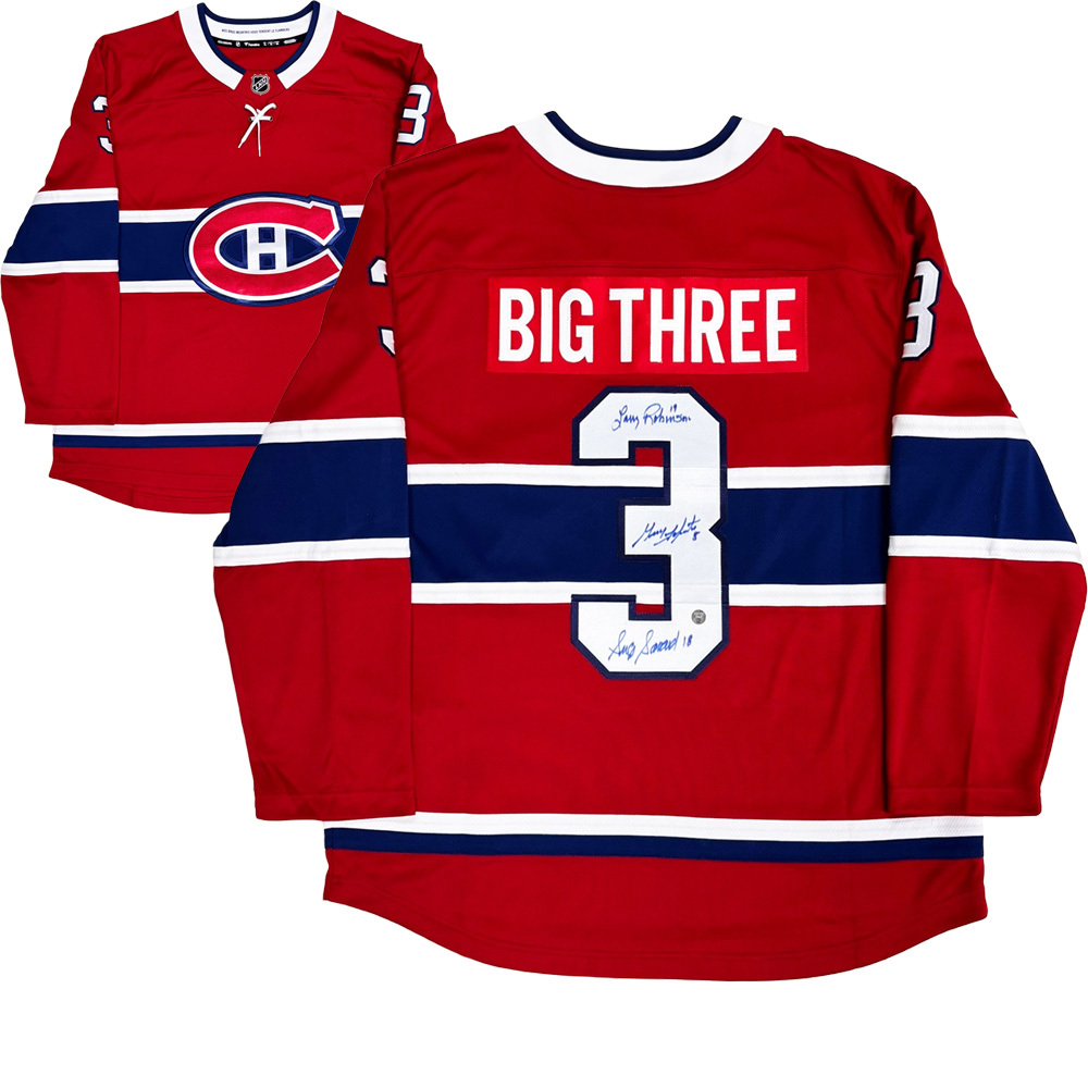 The Big Three Autographed Montreal Canadiens Fanatics Breakaway Jersey - Robinson, Lapointe, Savard