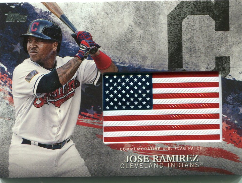 2018 Topps Independence Day U.S. Flag Relics #IDMLJRA Jose Ramirez