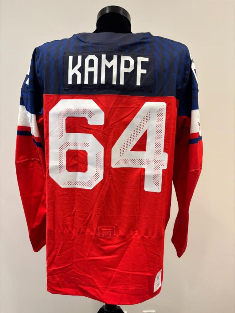 David Kampf Czechia Game-Used Red Jersey worn v. Denmark on February 17, 2026, as a part of the 2026 Milano Cortina Winter Games.