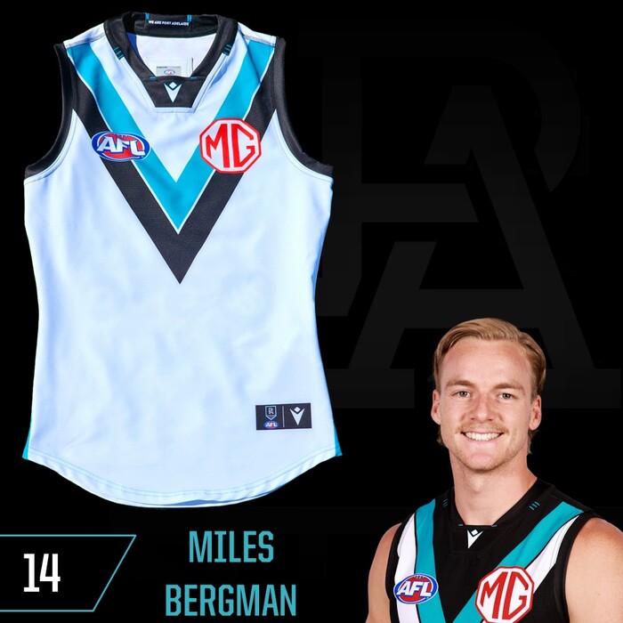 Photo of Miles Bergman #14 Port Adelaide 2025 Clash Match-Worn Guernsey
