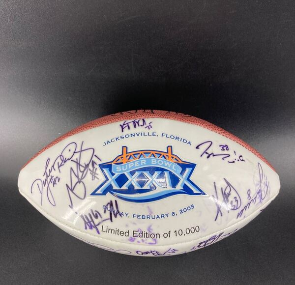 NFL - Patriots Multi Sign Super Bowl XXXIX Commemorative Panel Ball Sign...