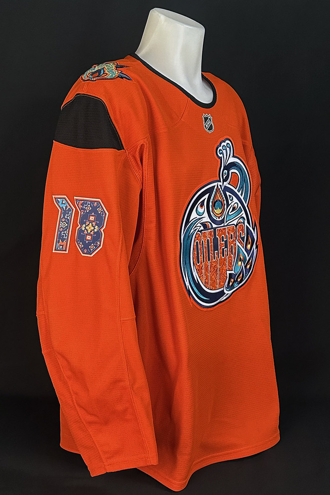 Zach Hyman #18 - Autographed 2025-26 Edmonton Oilers South Asian Celebration Night Ltd Edition Fanatics Practice Jersey (Autographed Only / Not Worn)