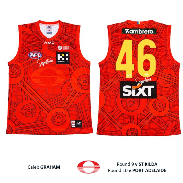 Photo of Caleb Graham #46 Gold Coast SUNS Darwin/Larrakia Player-Issue Guernsey