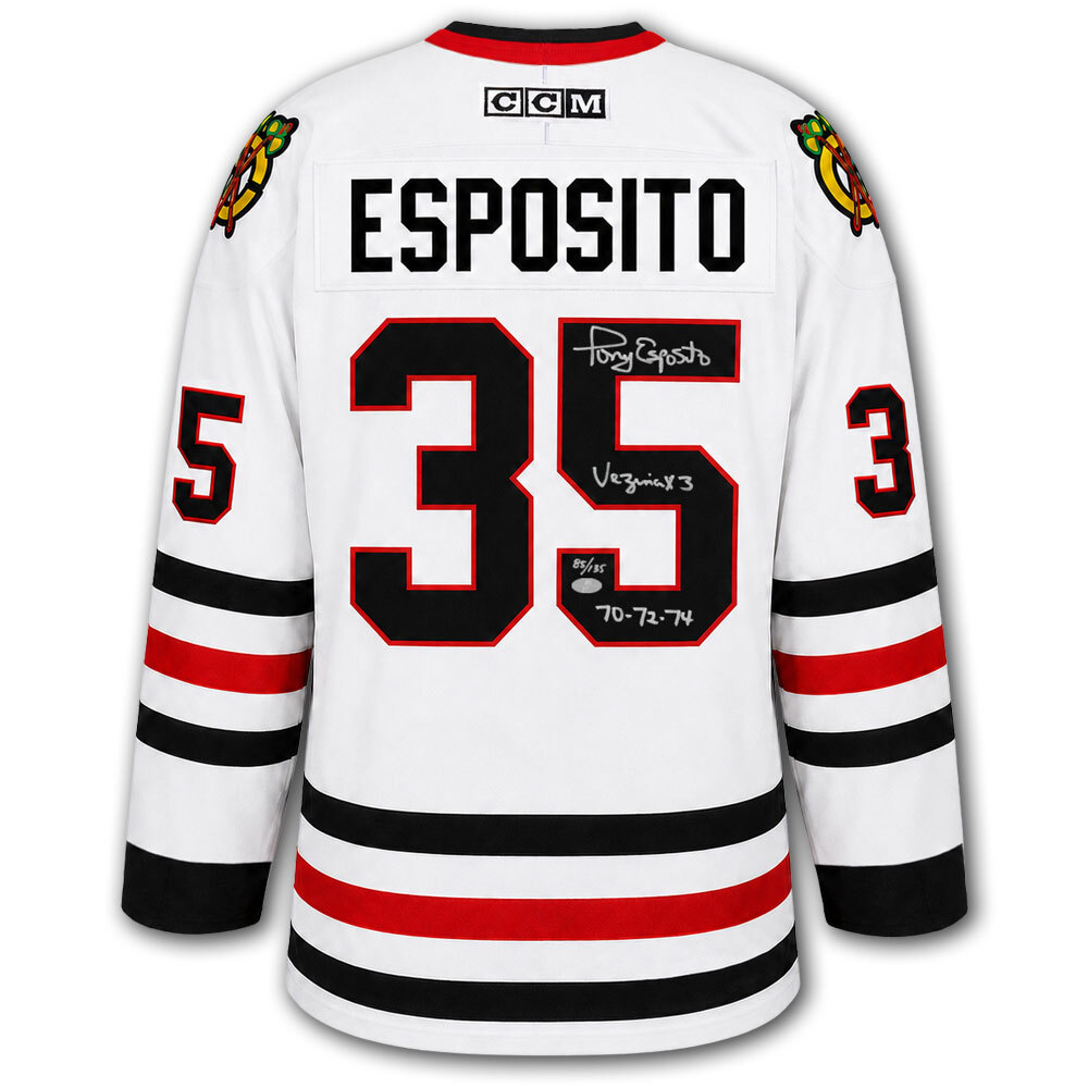 Tony Esposito Autographed Chicago Blackhawks CCM Jersey - 3x Vezina