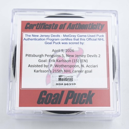 Image of Karlsson, Erik - Pittsburgh Penguins - April 9, 2026 at New Jersey Devils (Devils Logo)