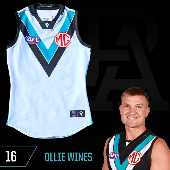 Photo of Ollie Wines #16 Port Adelaide 2025 Clash Match-Worn Guernsey