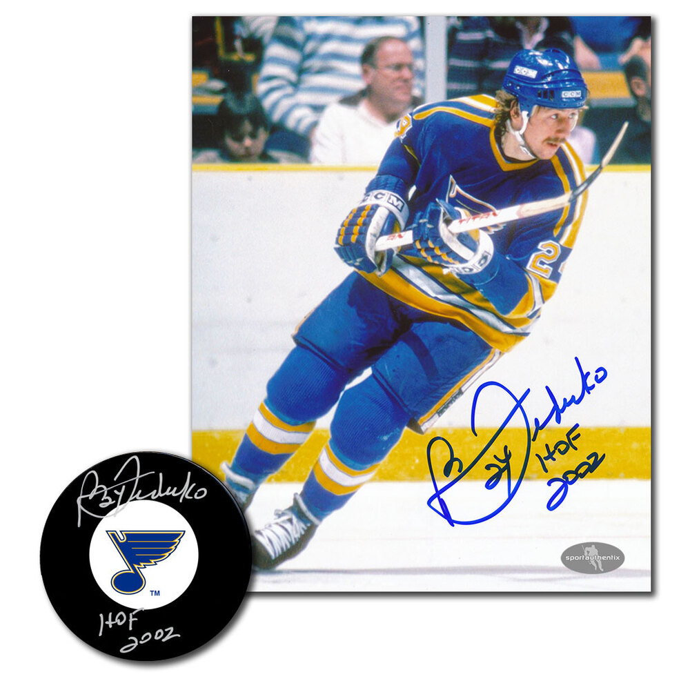 Bernie Federko Autographed St. Louis Blues Hockey Puck & 8x10 Photo Combo