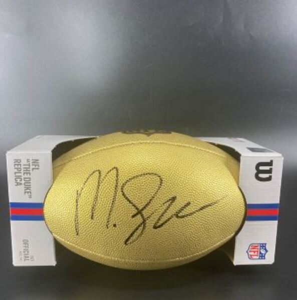 NFL - Ravens Malaki Starks Signed Gold Composite Football