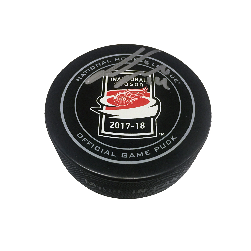 GUSTAV NYQUIST Signed Inaugutal Season at Little Caesars Arena Game Puck