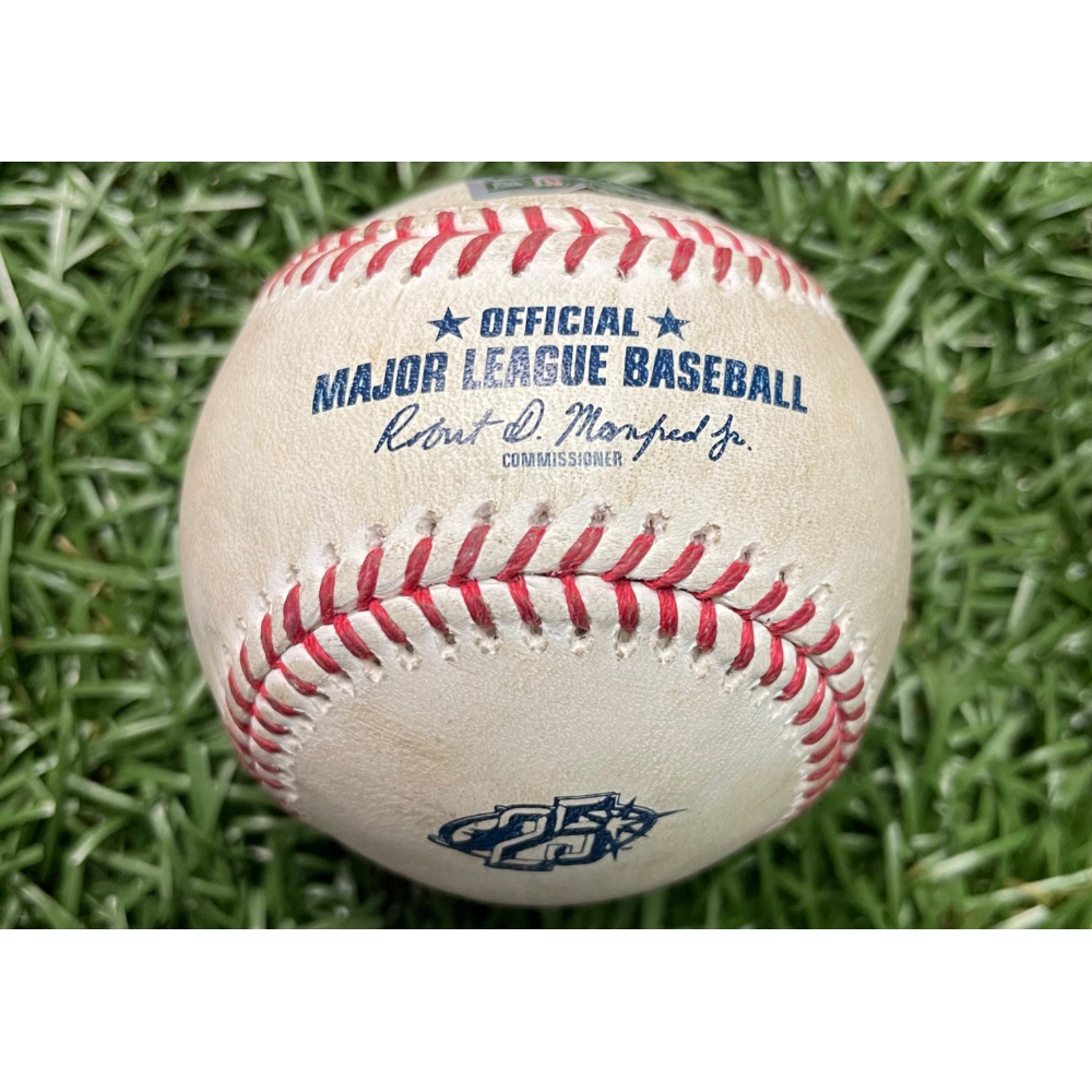 Game Used 25th Anniversary Baseball Shawn Armstrong strikes out Nick Pratto Nathan Eaton