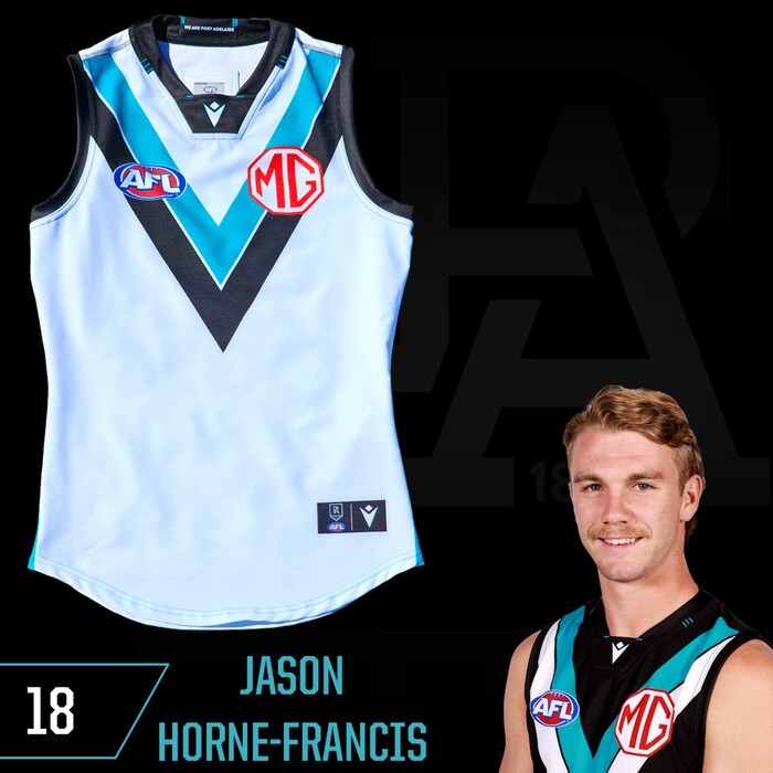 Photo of Jason Horne-Francis #18 Port Adelaide 2025 Clash Match-Worn Guernsey