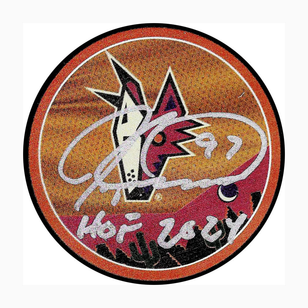 Jeremy Roenick Autographed Arizona Coyotes Reverse Retro Puck w/HOF 2024 Inscription