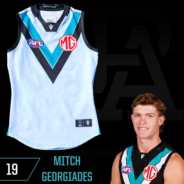 Photo of Mitch Georgiades #19 Port Adelaide 2025 Clash Match-Worn Guernsey