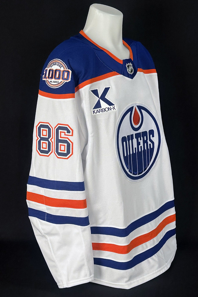 David Tomasek #86 - 2025-26 Edmonton Oilers Pre-Game Warm-Up Worn Tribute Jersey From Adam Henrique's 1000th NHL Game On October 21, 2025 - Includes Bonus Locker Room Name Plate From Game!