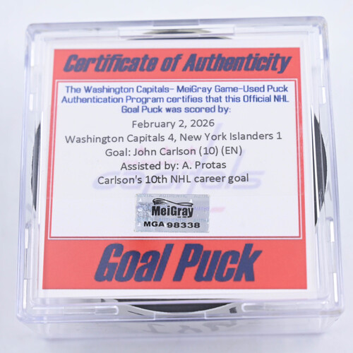 Image of John Carlson - Washington Capitals - February 2, 2026 vs. New York Islanders (Capitals Logo)