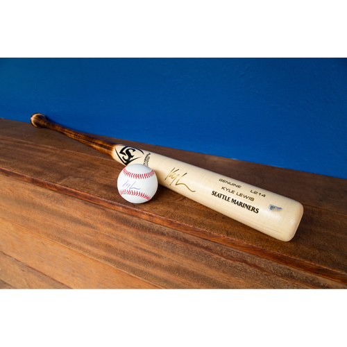 Kyle Lewis Autographed Bat & Autographed Ball