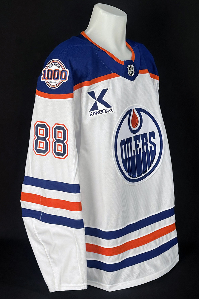 Andrew Mangiapane #88 - 2025-26 Edmonton Oilers Pre-Game Warm-Up Worn Tribute Jersey From Adam Henrique's 1000th NHL Game On October 21, 2025 - Includes Bonus Locker Room Name Plate From Game!