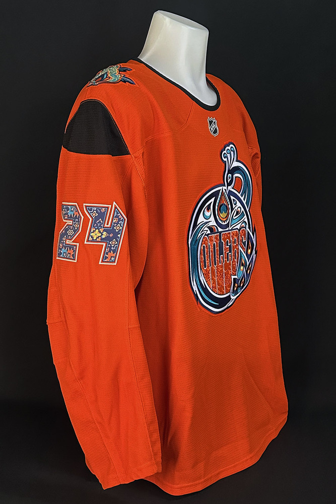 Spencer Stastney #24 - Autographed 2025-26 Edmonton Oilers South Asian Celebration Night Ltd Edition Fanatics Practice Jersey (Autographed Only / Not Worn)