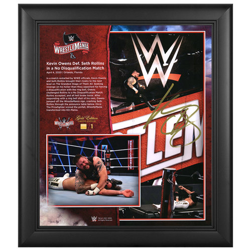 Kevin Owens SIGNED WrestleMania 36 WrestleMania Gold Edition Plaque (#1 of 1)