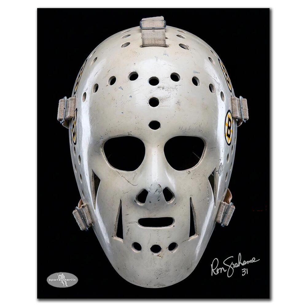 Ron Grahame Autographed Boston Bruins 8x10 Photo - Mask