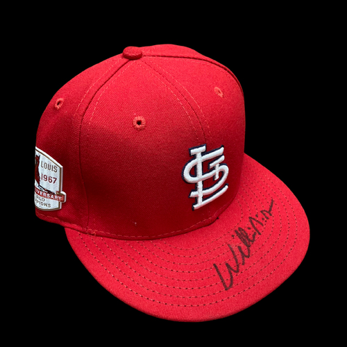 Willie McGee Autographed Replica Home Cap w/ 50th Anniversary Patch (Size 7 1/8)