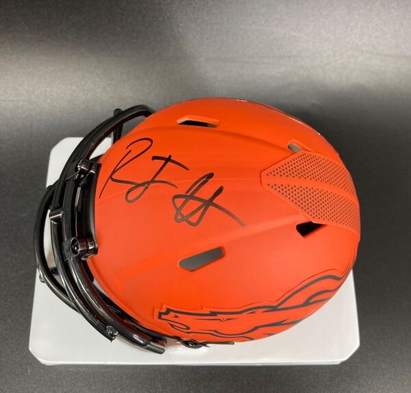 NFL - Broncos RJ Harvey Signed Rave Mini Helmet