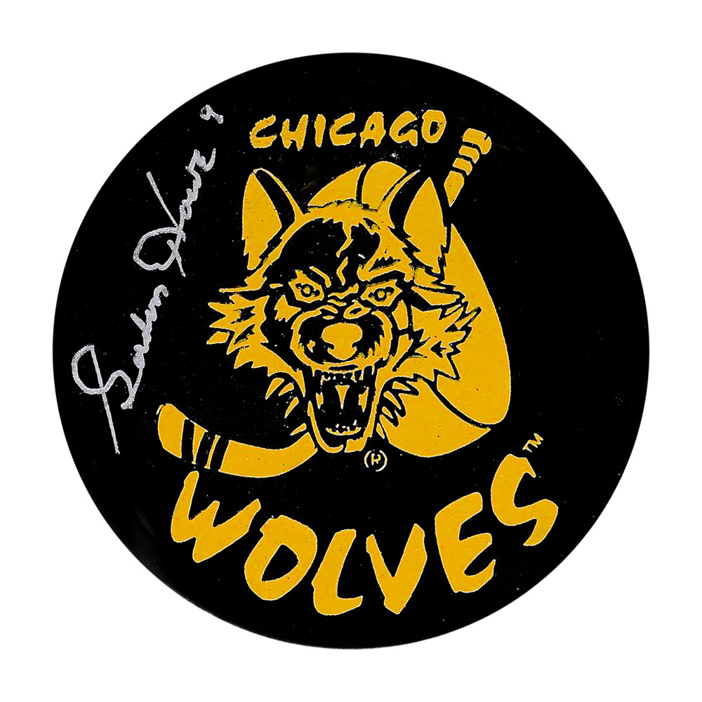 Gordie Howe Autographed Chicago Wolves IHL Puck