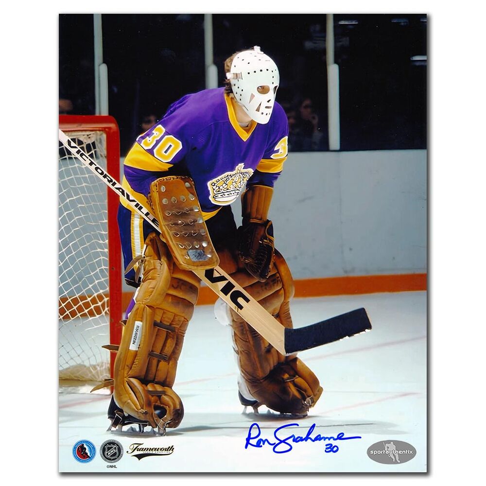 Ron Grahame Autographed Los Angeles Kings 8x10 Photo - Vintage Game Action