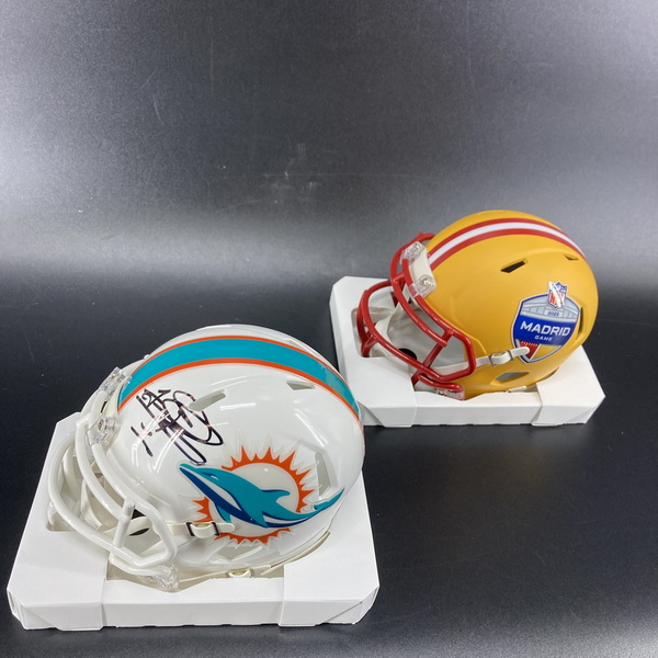 Madrid Game -Dolphins Tua Tagovailoa Signed Mini Helmet + Madrid Mini He...