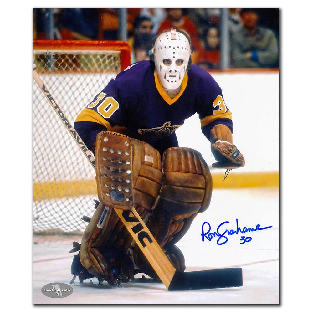Ron Grahame Autographed Los Angeles Kings 8x10 Photo - Goalie Stance