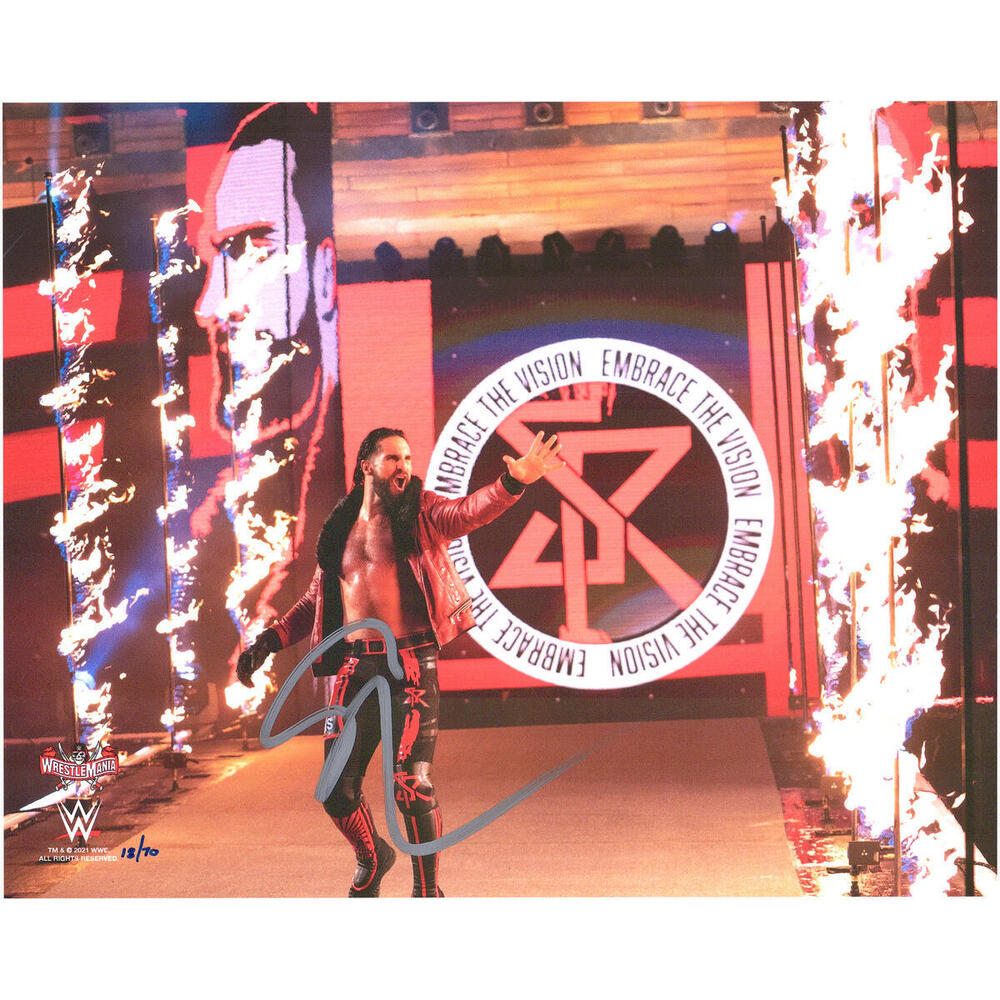Limited Edition of 70: Seth Rollins Autographed WrestleMania 37 Entrance Photo