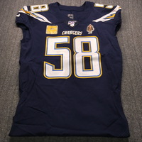 STS - Chargers Thomas Davis Game Worn Jersey (11/3/19) Size 44 with Capt...